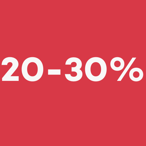 tot en met 30% korting