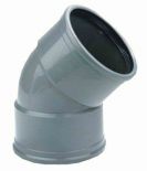 PVC bocht 125mm 45gr 2x manchet