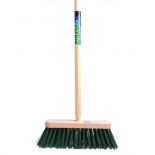 Straatbezem kunstvezel groen 29cm met steel 120cm