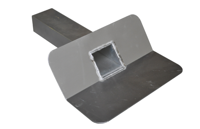 Aluminium kiezelbak 6x8cm uitloop 33 cm 45º