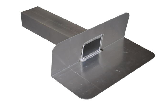 Aluminium kiezelbak 6x8 cm uitloop 33 cm 90º
