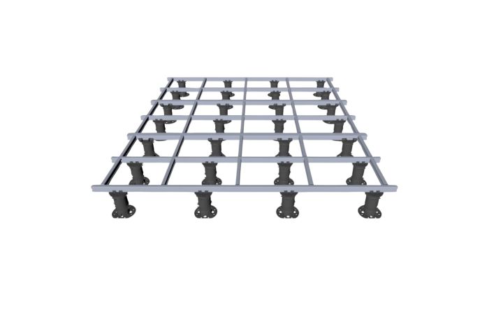 Verstelbare vlonderdragers met aluminium frame – complete onderconstructie per m² voor terrasplanken.