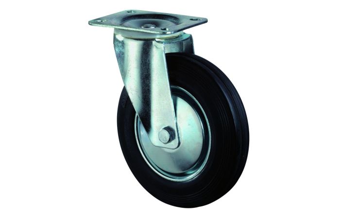 Zwenkwiel 100 mm rubber 70 kg