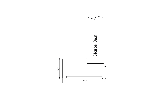 Binnendeurkozijn grenen stomp 56x114mm gegrond
