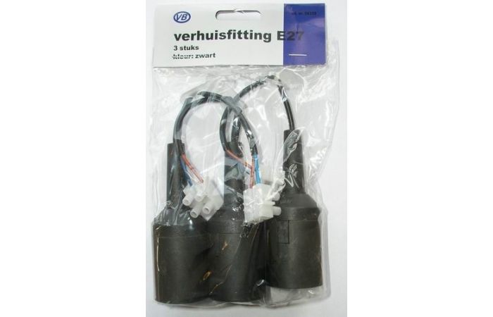 Verhuisfitting E27 zwart 3st.