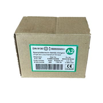 RVS spaanplaatschroeven 4.0x30 Torx 20 - doos 500 stuks