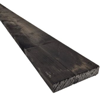 Vuren plank gedroogd en geschaafd met ronde kant zwart geïmpregneerd 28x150mm 300cm