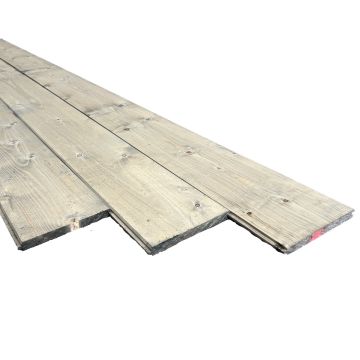 Vuren wanddelen  vloerdelen geschaafd met velling Old Look grijs geïmpregneerd 18x195x4800mm