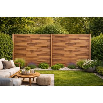 Complete schutting tuinscherm Bangkirai Picasso (dubbelzijdig)