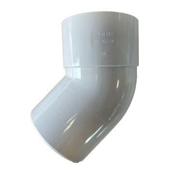 PVC bocht 100mm 45 graden enkelwandig