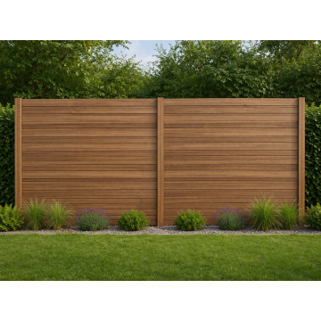 Complete schutting tuinscherm Modern Keruing horizontaal (enkelzijdig)