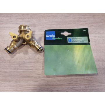 Scala Garden 2-wegs kraanstuk koppeling voor tuinslang Y-stuk 3/4" messing