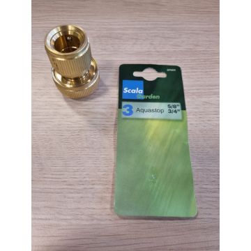 Scala Garden Slangkoppeling met Waterstop 5/8" - 3/4" messing