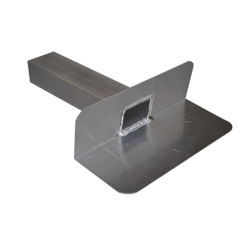 Aluminium kiezelbak 6x8 cm uitloop 33 cm 90º