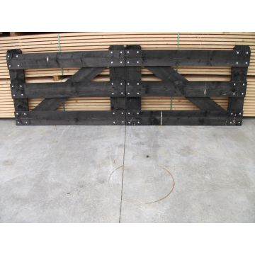 Steigerhouten hek zwart 1mtr(H) 3mtr(B) dubbel