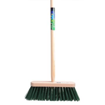 Straatbezem kunstvezel groen 29cm met steel 120cm