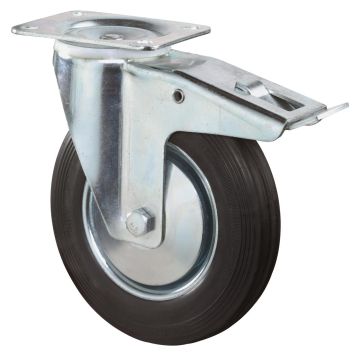 Zwenkwiel 100 mm rubber 70 kg met rem - Hout en Bouwmaterialen - 2023