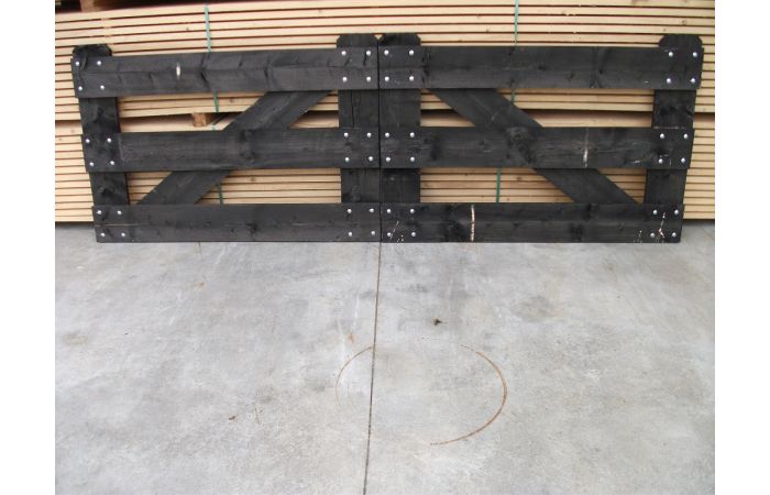 Steigerhouten hek zwart 1mtr(H) 4mtr(B) dubbel